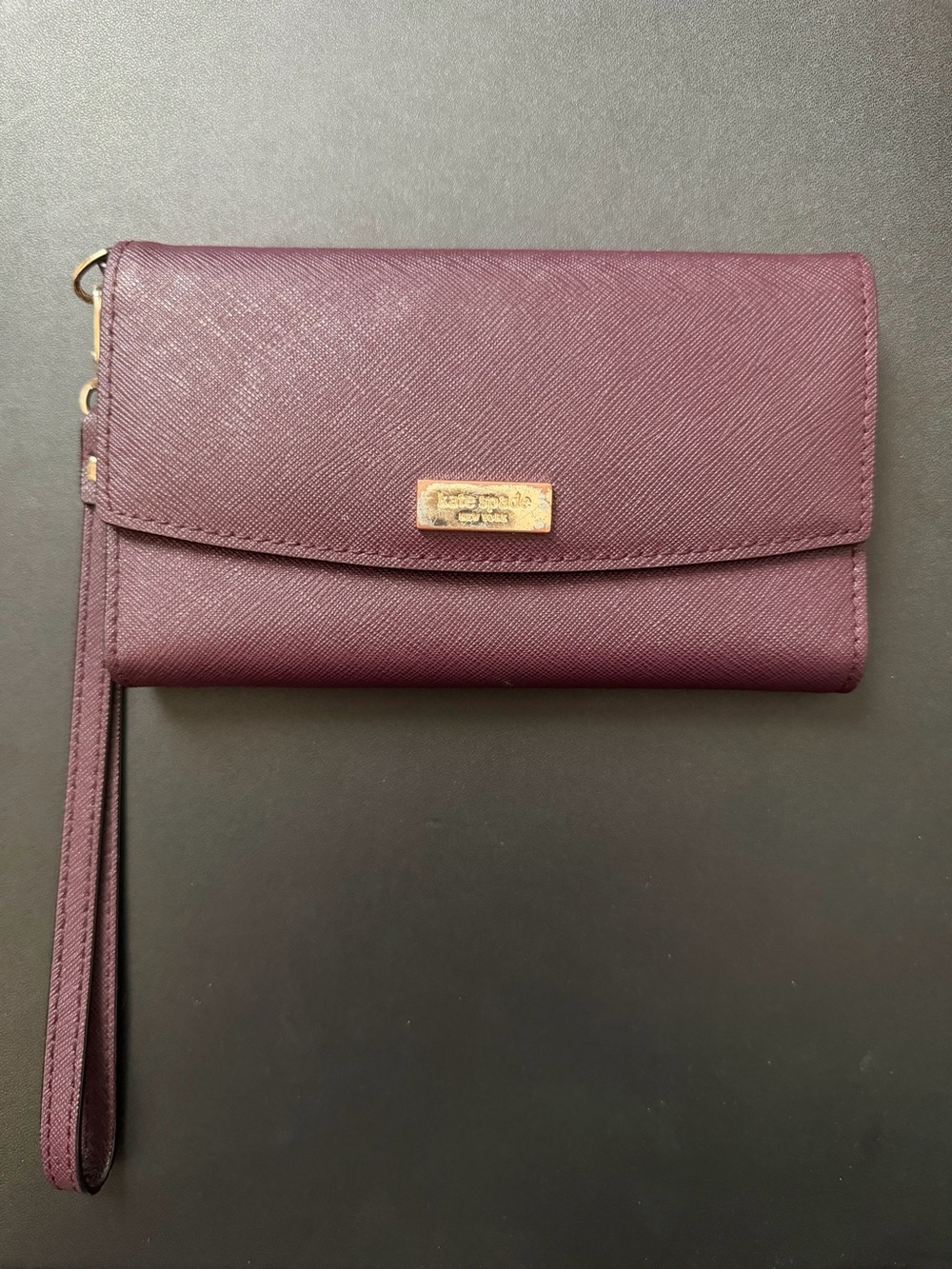 Kate Spade Women's Wristlet Clutch - Plum Faux Leather